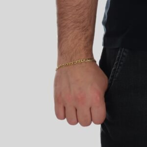 Pulseira Dourada Masculina Elo 3 por 1